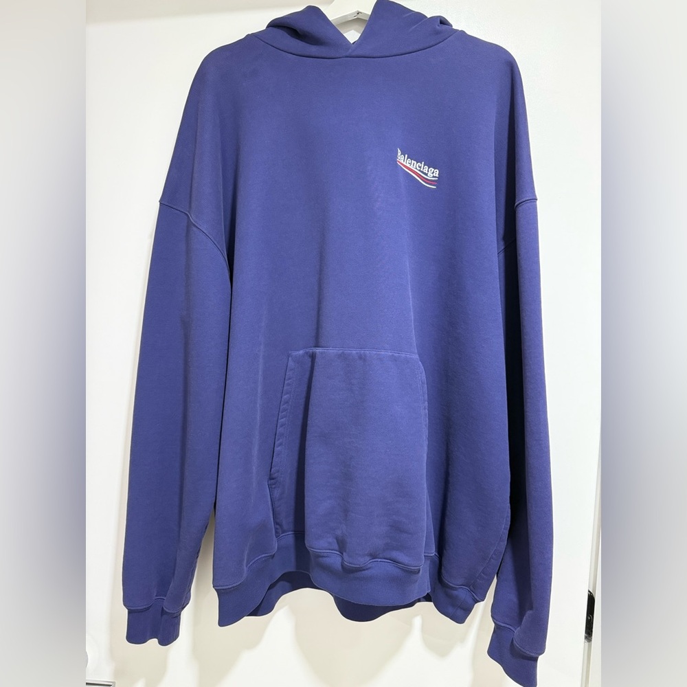 Balenciaga Men's Deep Purple Crewneck Sweatshirt with Small Logo